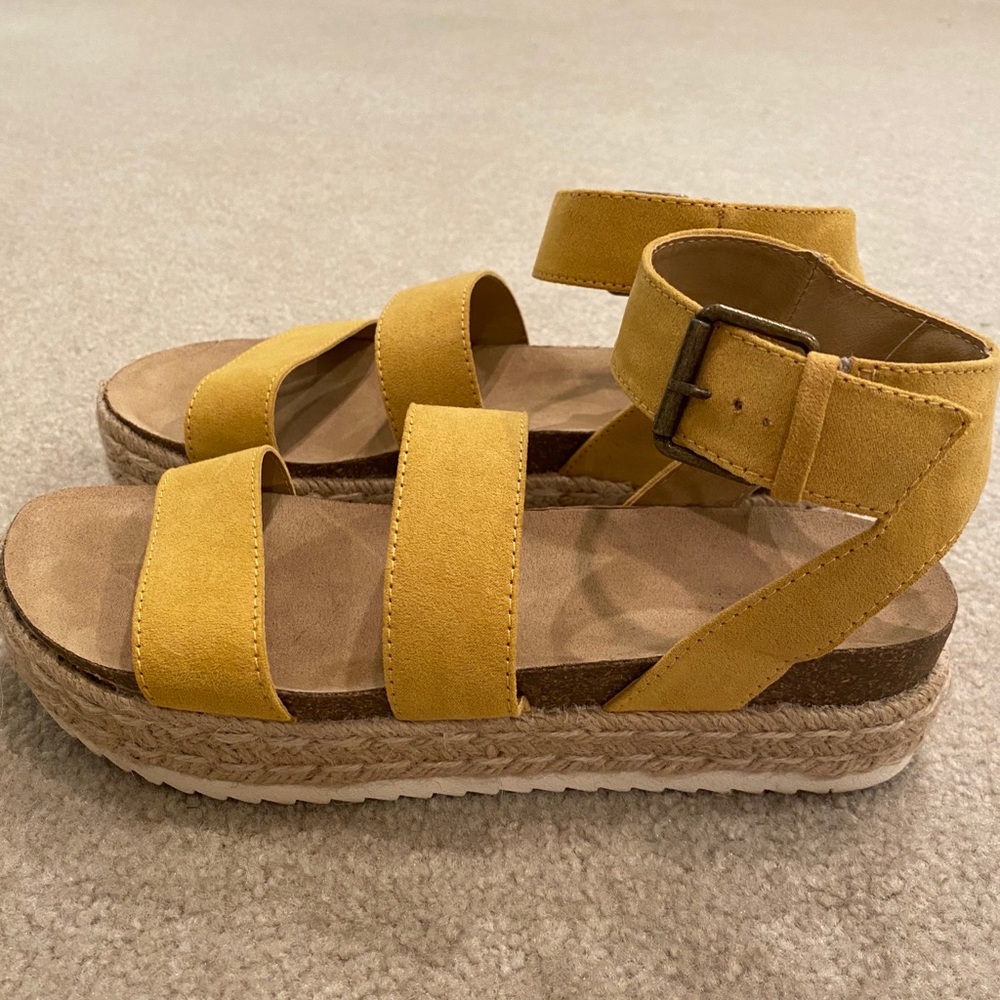 Yellow Wedge Sandals